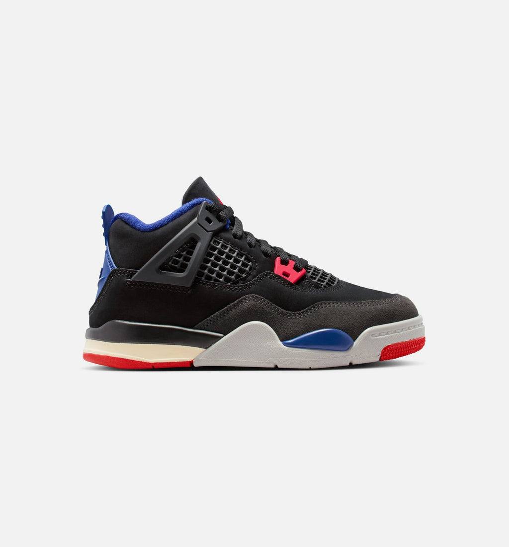 Air Jordan 4 Retro 'Rare Air' Preschool - Black/Fire Red/Deep Royal Blue
