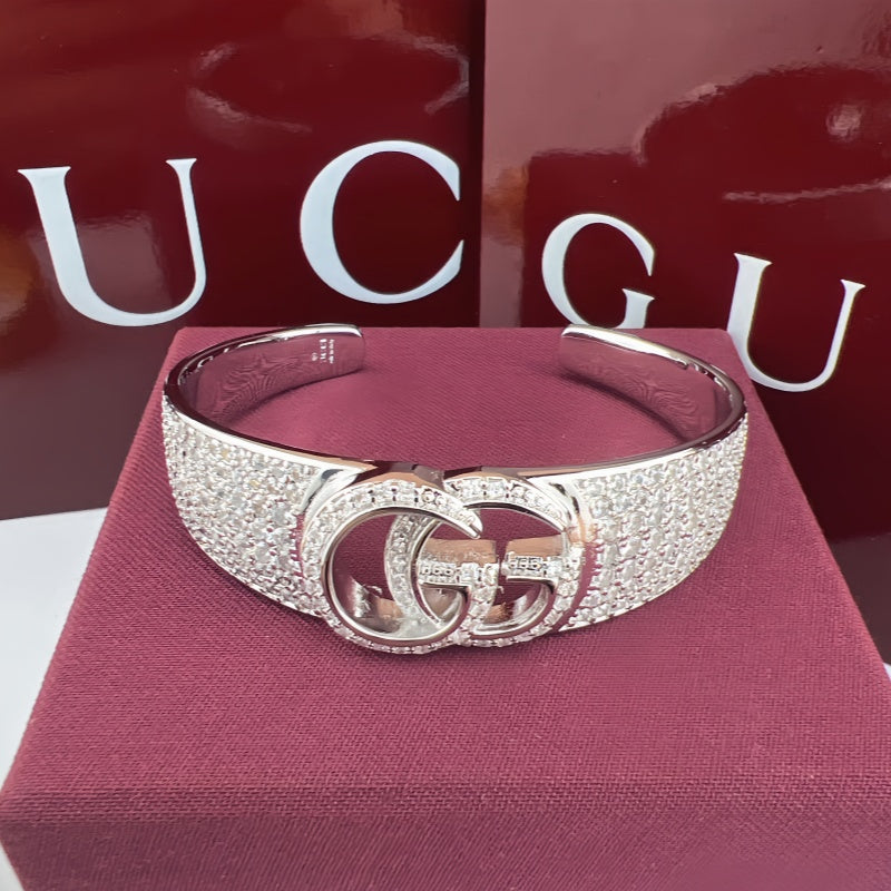 Gucci Crystal Double G Cuff Bracelet
