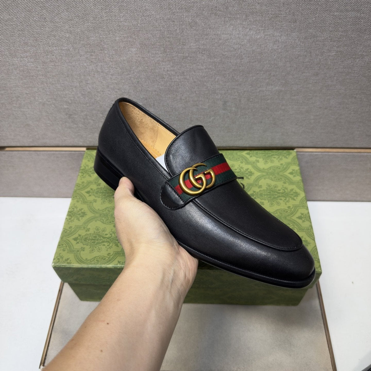 Gucci Men's Black Strap Loafers